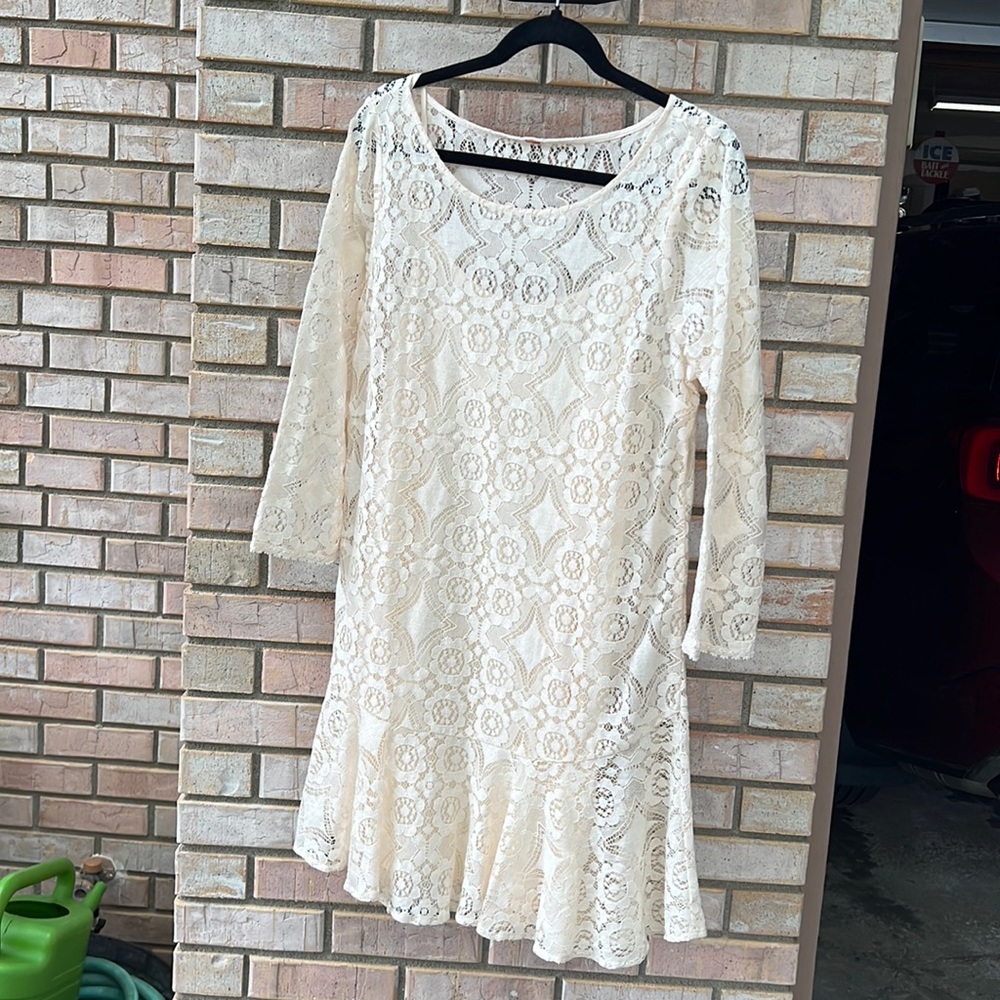 Lace Free People midi long sleeve dress